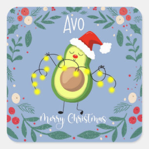 Avo Merry Kerstmas avocado-verlichting noteert kaa Vierkante Sticker