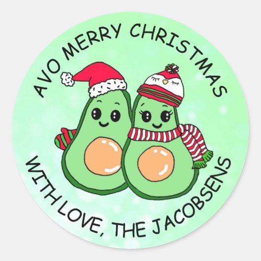 Avo Merry kerstnamado Humor Holiday Ronde Sticker (Voorkant)