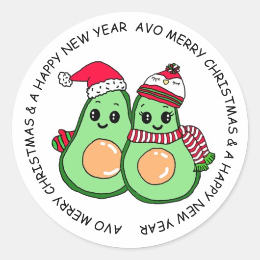 Avo Merry kerstnamado Humor Holiday Ronde Sticker (Voorkant)