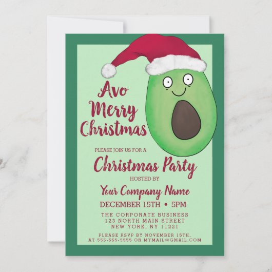 Avo Merry Quote Avocado Santa Corporate Kerstmis Kaart (Voorkant)