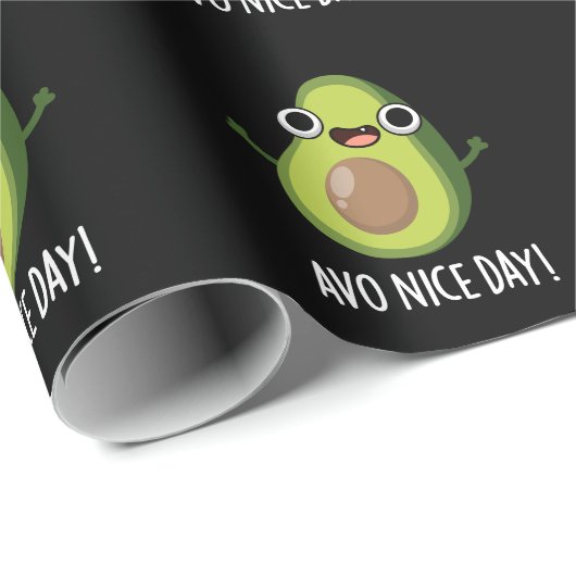Avo Nice Day Funny Avocado Pun Dark BG Cadeaupapier (Rol Hoek)