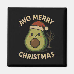 Avo Vrolijk Kerstfeest Grappige Avocado Pun Magneet