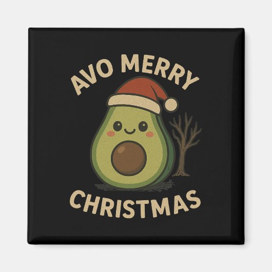 Avo Vrolijk Kerstfeest Grappige Avocado Pun Magneet (Voorkant)