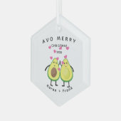 Avo vrolijk kerstfeest! Schattig avocado paar Glas Ornament (Voorkant links)
