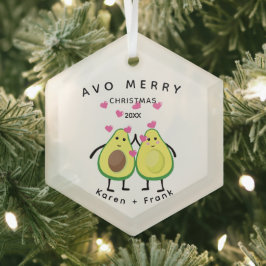 Avo vrolijk kerstfeest! Schattig avocado paar Glas Ornament