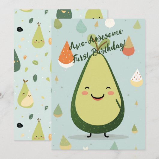 AvoAwesome 1e Verjaardag Kaart (Voorkant / Achterkant)