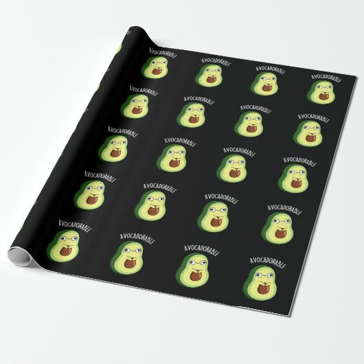Avoc-schattig Funny Avocado Pun Dark BG Cadeaupapier (Uitgerold)