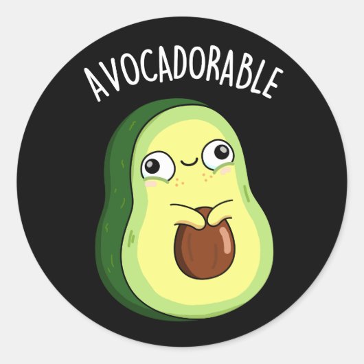 Avoc-schattig Funny Avocado Pun Dark BG Ronde Sticker (Voorkant)