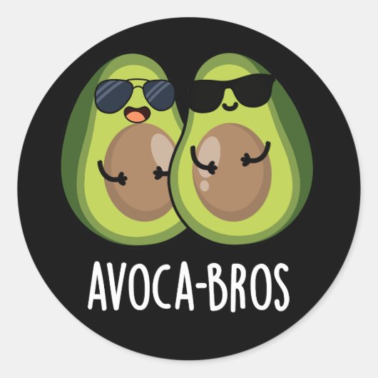 Avoca-bros Funny Avocado Pun Dark BG Ronde Sticker (Voorkant)