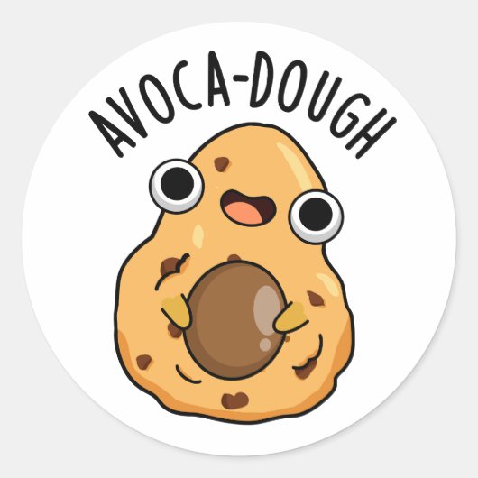 Avoca-deeg Leuke Avocado Woordgrap Ronde Sticker (Voorkant)