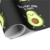 Avoca-don't Worry be Happy Avocado pun Dark BG Cadeaupapier (Rol Hoek)