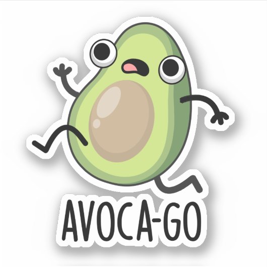 Avoca-go Grappige Avocado Woordgrap Sticker (Voorkant)