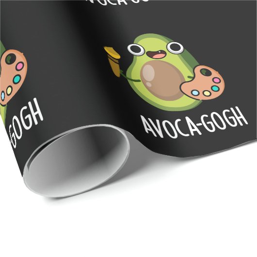 Avoca-gogh Funny Avocado Artist Pun Dark BG Cadeaupapier (Rol Hoek)
