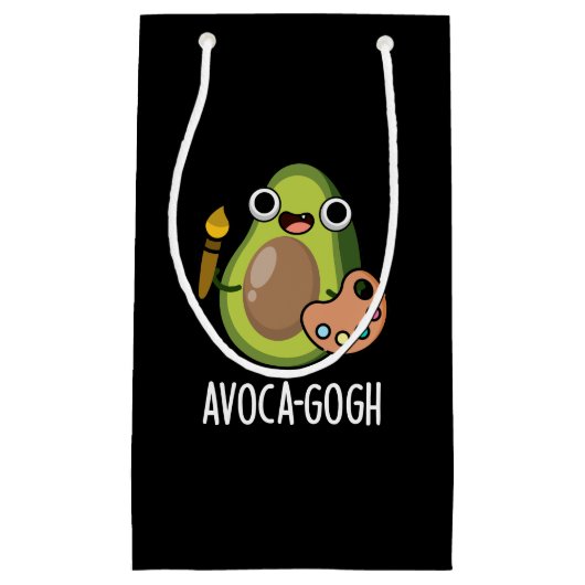 Avoca-gogh Funny Avocado Artist Pun Dark BG Klein Cadeauzakje (Voorkant)