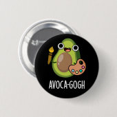 Avoca-gogh Funny Avocado Artist Pun Dark BG Ronde Button 5,7 Cm (Voorkant /achterkant)