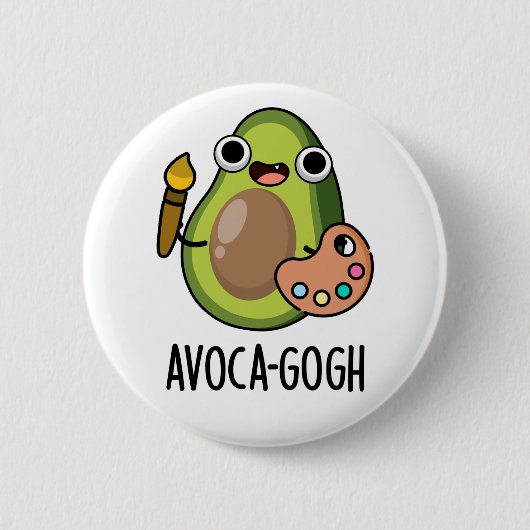 Avoca-gogh Funny Avocado Artist Pun Ronde Button 5,7 Cm (Voorkant)