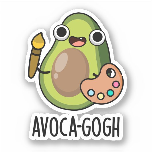 Avoca-gogh Funny Avocado Artist Pun Sticker (Voorkant)