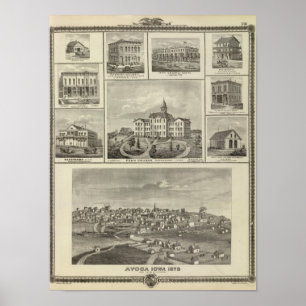 Avoca Penn College, Oskaloosa-gebouwen in Dexter Poster