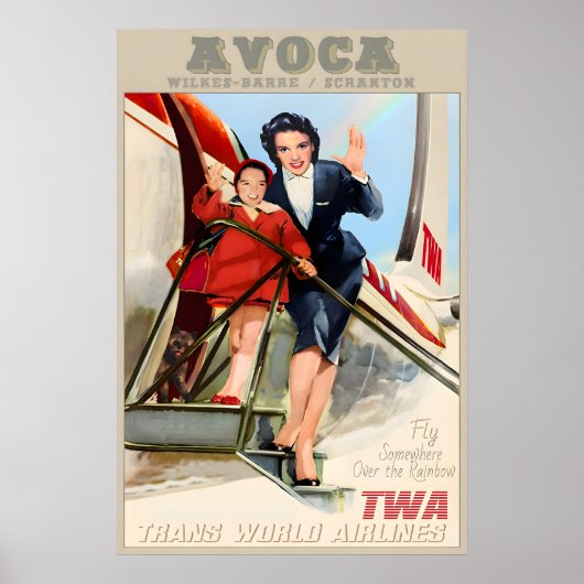 Avoca Scranton Wilkes-Barre TWA Trans World Poster (Voorkant)