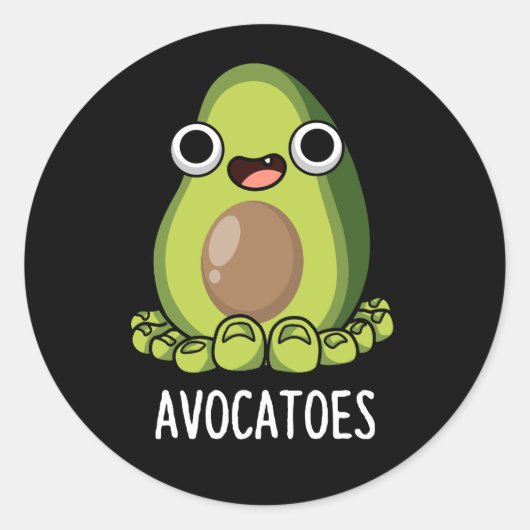 Avoca-tenen Grappige Avocado Puns Donker BG Ronde Sticker (Voorkant)