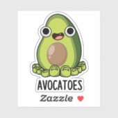 Avoca-tenen Grappige Avocado Woordgrapjes Sticker (Vel)