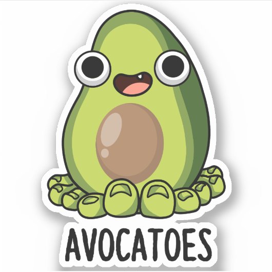 Avoca-tenen Grappige Avocado Woordgrapjes Sticker (Voorkant)