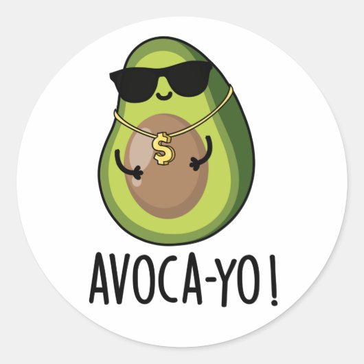 Avoca-yo Grappige Cool Avocado Pun Ronde Sticker (Voorkant)