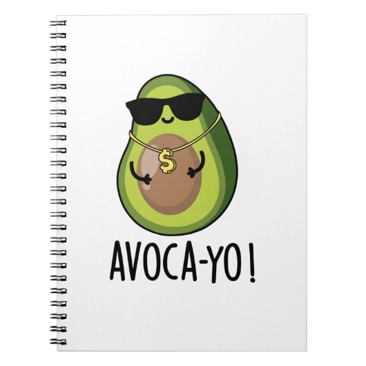 Avoca-yo Grappige Koele Avocado Woordspeling Notitieboek (Voorkant)