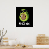 Avoca-you Funny Cool Avocado Pun Dark BG Poster (Keuken)