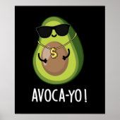 Avoca-you Funny Cool Avocado Pun Dark BG Poster (Voorkant)