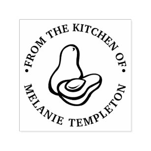 Avocado #2 "Uit de keuken van" Naam Monogram Zelfinktende Stempel
