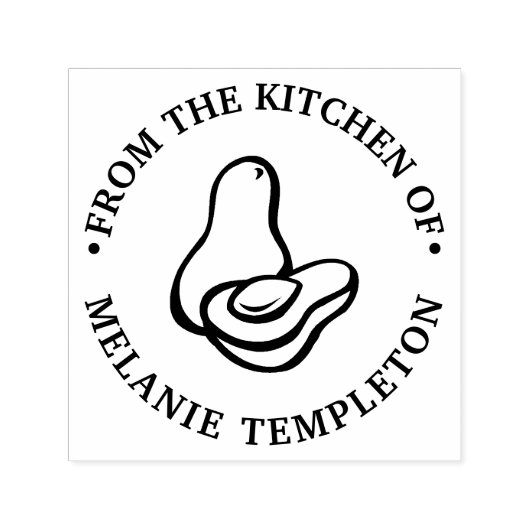 Avocado #2 “Uit de keuken van” Naam Monogram Zelfinktende Stempel (Design)