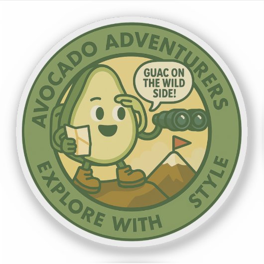 Avocado Adventurers Explore With Style Sticker (Voorkant)