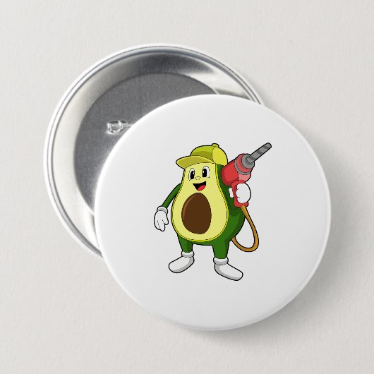 Avocado als ambachtsman met boor ronde button 7,6 cm (Voorkant /achterkant)