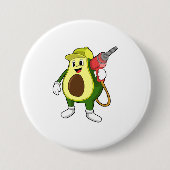 Avocado als ambachtsman met boor ronde button 7,6 cm (Voorkant)