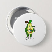 Avocado als hairdresser met Razor Ronde Button 7,6 Cm (Voorkant /achterkant)