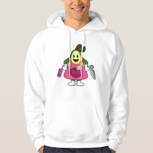 Avocado als hairdresser met schaar en kam hoodie (Voorkant)