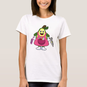 Avocado als hairdresser met schaar en kam t-shirt