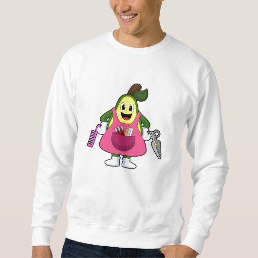 Avocado als kapper met schaar & kam trui (Voorkant)
