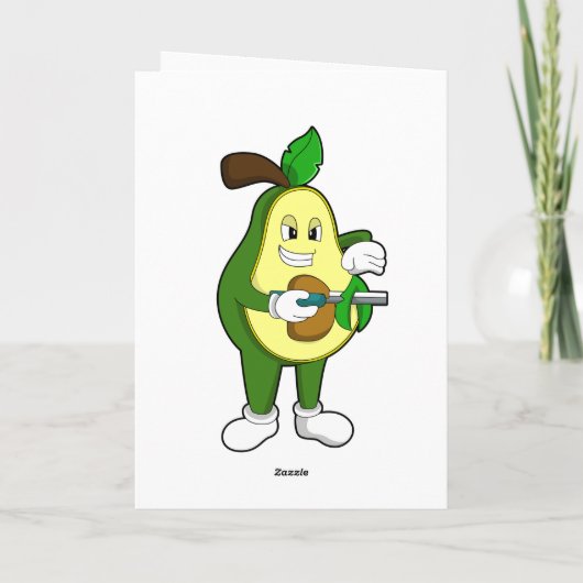 Avocado als kapper met scheermes kaart (Achterkant)