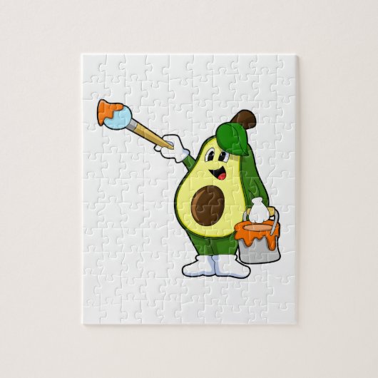 Avocado als Schilder met het borstel van de Verf Legpuzzel (Verticaal)