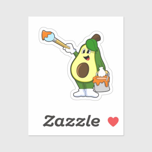 Avocado als Schilder met het borstel van de Verf Sticker (Vel)