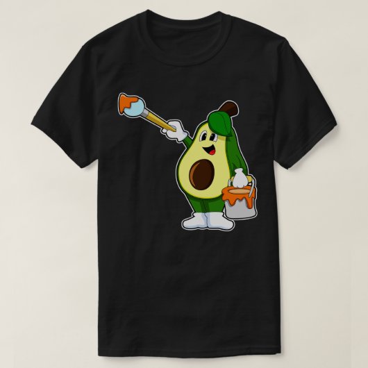 Avocado als Schilder met het borstel van de Verf T-shirt (Design voorkant)