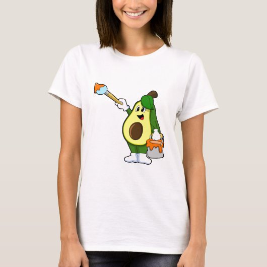 Avocado als Schilder met het borstel van de Verf T-shirt (Voorkant)