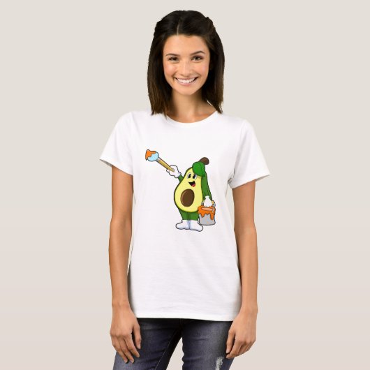 Avocado als Schilder met het borstel van de Verf T-shirt (Voorkant volledig)