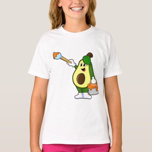Avocado als Schilder met het borstel van de Verf T-shirt (Voorkant)