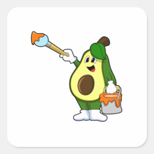 Avocado als Schilder met het borstel van de Verf Vierkante Sticker