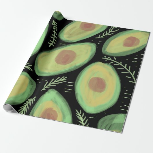Avocado Aquarel Kunst Cadeaupapier (Uitgerold)