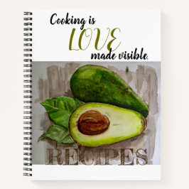 Avocado Art Design Cooking Quote Recipbook noteboo Notitieboek