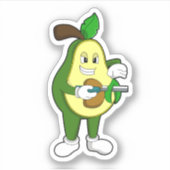 Avocado as Hairdresser with Razor Sticker (Voorkant)